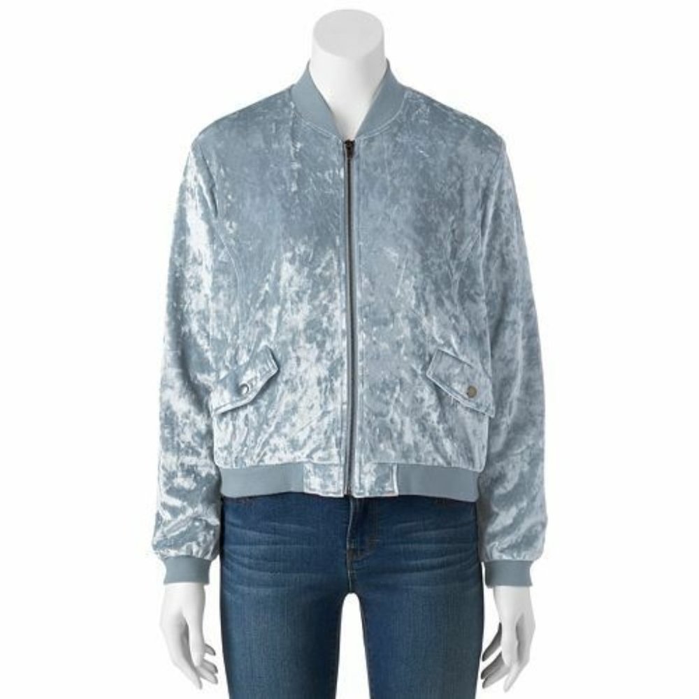 Cloud Chaser Velvet Bomber Jacket - Kentucky Blue, L